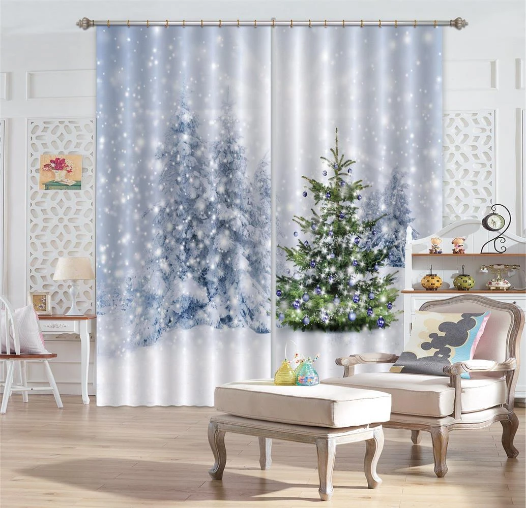 3D Forest Christmas Tree 515 Blockout Photo Curtain Printing Curtains Drapes Fabric Window 7 3D Forest Christmas Tree 515 Blockout Photo Curtain Printing Curtains Drapes Fabric Window - Image 5