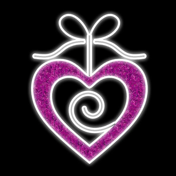 Christmas Complete Pink Heart With Bow Rope Light Motif 62cm - Pink, White 8 Christmas Complete Pink Heart With Bow Rope Light Motif 62cm - Pink, White - Image 6