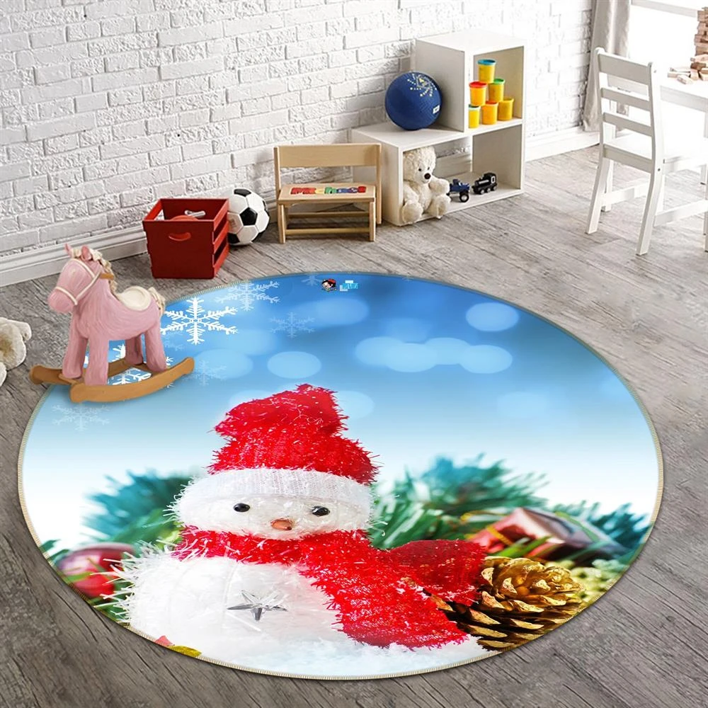 3D Snowman Doll 54129 Christmas Round Non Slip Rug Mat Room Mat Quality Elegant Photo Carpet Xmas 4 3D Snowman Doll 54129 Christmas Round Non Slip Rug Mat Room Mat Quality Elegant Photo Carpet Xmas - Image 2