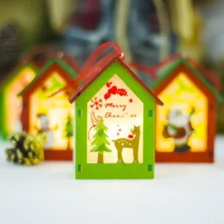 3x Christmas Wooden Tree LED Light Up House Lamp Lantern Hanging Ornaments Décor - 3x Reindeers