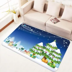 3D Cartoon Christmas Tree Sleigh 003 Non Slip Rug Mat Room Mat Quality Elegant Photo Carpet