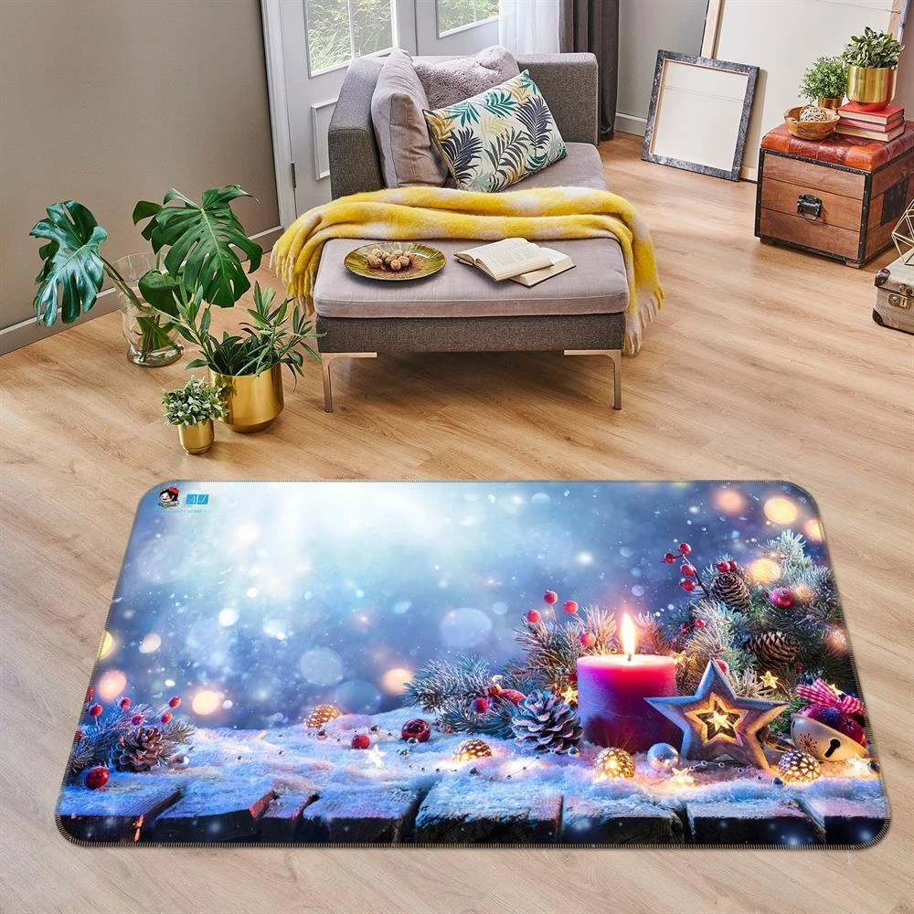 3D Snow Candle 55115 Christmas Non Slip Rug Mat Room Mat Quality Elegant Photo Carpet Xmas 5 3D Snow Candle 55115 Christmas Non Slip Rug Mat Room Mat Quality Elegant Photo Carpet Xmas - Image 3
