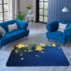 3D Branches Yellow Stars 55079 Christmas Non Slip Rug Mat Room Mat Quality Elegant Photo Carpet Xmas