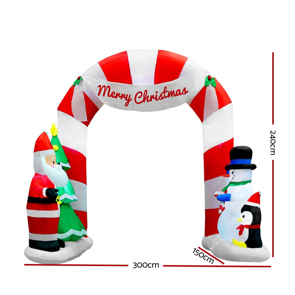 Jingle Jollys Christmas Inflatable Santa Archway 3M Outdoor Decorations Lights 5 Jingle Jollys Christmas Inflatable Santa Archway 3M Outdoor Decorations Lights - Image 3