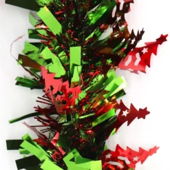 5x 2.5m Christmas Tinsel Xmas Garland Sparkly Snowflake Party Natural Home Décor - Trees (Green Red)