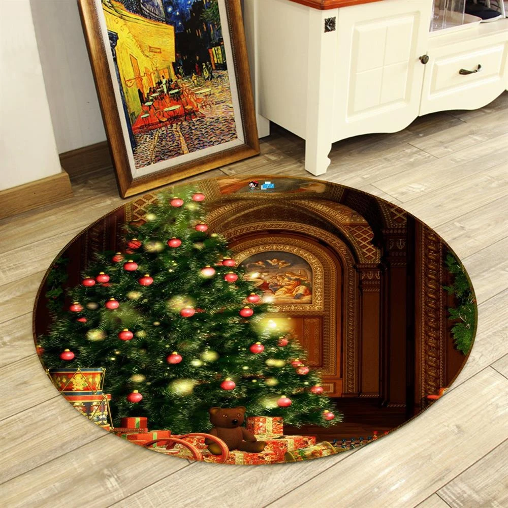 3D Warm Light Tree 763 Christmas Round Non Slip Rug Mat Room Mat Quality Elegant Photo Carpet Xmas 5 3D Warm Light Tree 763 Christmas Round Non Slip Rug Mat Room Mat Quality Elegant Photo Carpet Xmas - Image 3