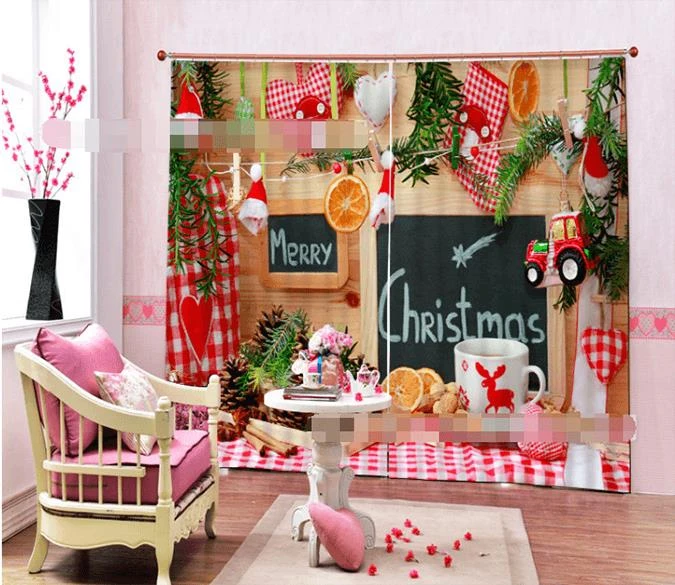 3D Christmas Food 2002 Blockout Photo Curtain Printing Curtains Drapes Fabric Window 4 3D Christmas Food 2002 Blockout Photo Curtain Printing Curtains Drapes Fabric Window - Image 2
