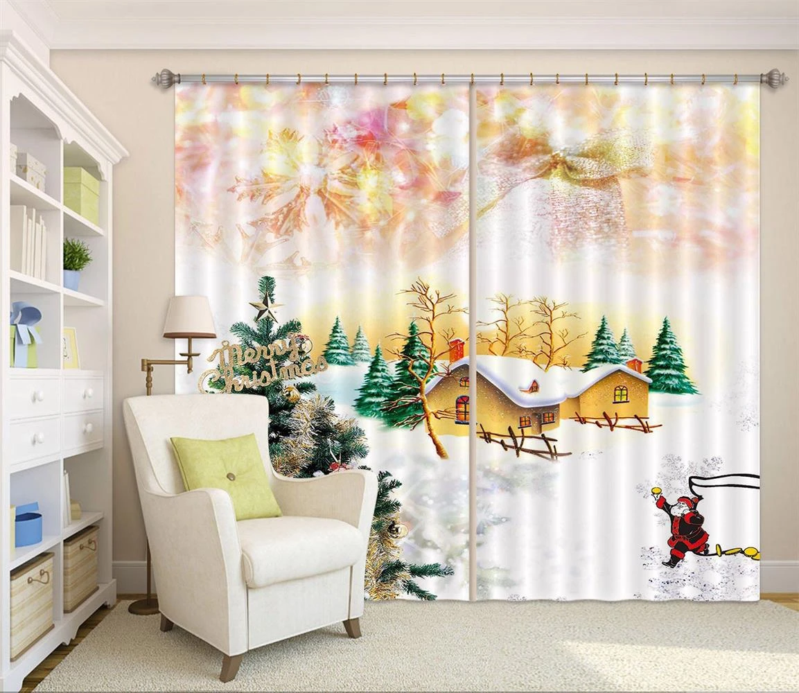 3D Christmas Tree House 41 Blockout Photo Curtain Printing Curtains Drapes Fabric Window 4 3D Christmas Tree House 41 Blockout Photo Curtain Printing Curtains Drapes Fabric Window - Image 2