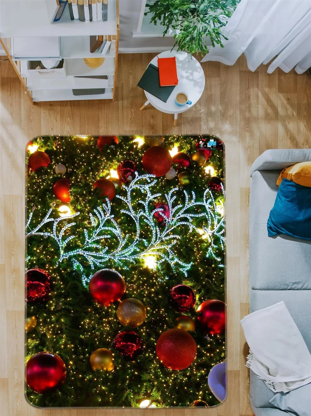 3D Branches Red Ball 55043 Christmas Non Slip Rug Mat Room Mat Quality Elegant Photo Carpet Xmas 5 3D Branches Red Ball 55043 Christmas Non Slip Rug Mat Room Mat Quality Elegant Photo Carpet Xmas - Image 3
