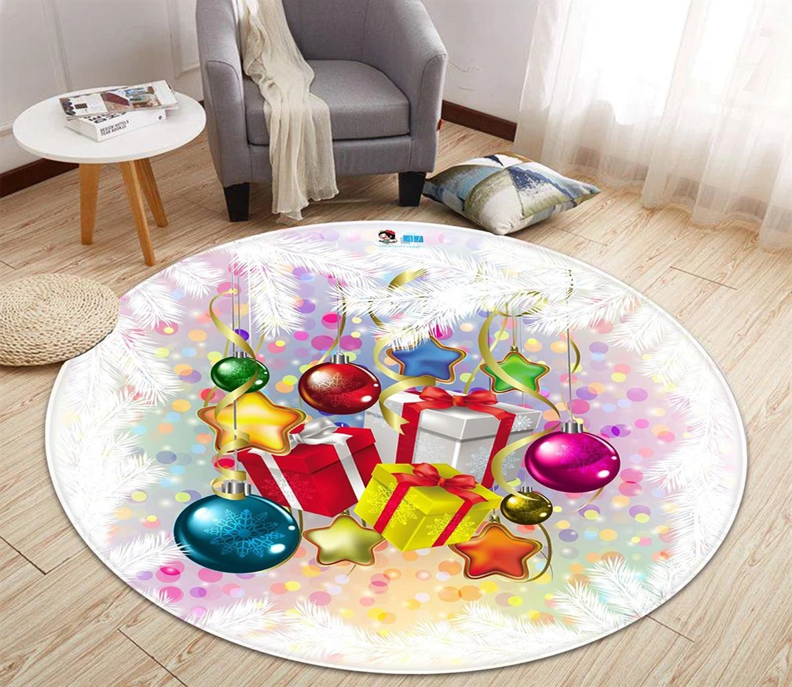 3D Gift Box Colorful Balls 66032 Christmas Round Non Slip Rug Mat Room Mat Quality Elegant Photo Car 5 3D Gift Box Colorful Balls 66032 Christmas Round Non Slip Rug Mat Room Mat Quality Elegant Photo Car - Image 3