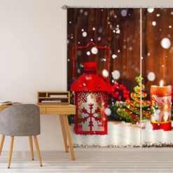 3D Snow Candle 52059 Christmas Blockout Photo Curtain Printing Curtains Drapes Fabric Window Xmas