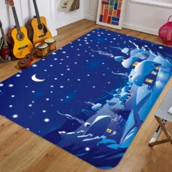 3D Night Snow House 65208 Christmas Non Slip Rug Mat Room Mat Quality Elegant Photo Carpet Xmas