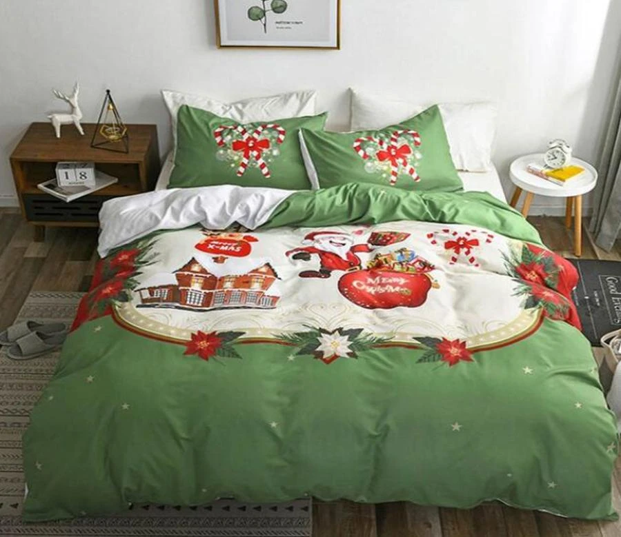 3D Green Background Christmas 6139 Bed Pillowcases Quilt Cover Set Bedding Set Pillowcases Duvet Cov 4 3D Green Background Christmas 6139 Bed Pillowcases Quilt Cover Set Bedding Set Pillowcases Duvet Cov - Image 2