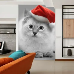 3D Kitten Christmas Hat 112 Wall Murals Self-adhesive Vinyl -Amscan Sales Store c82dced3d25d1c72ac163f815e453de5