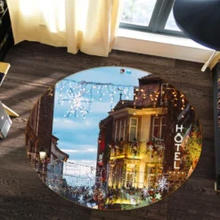 3D House 54035 Christmas Round Non Slip Rug Mat Room Mat Quality Elegant Photo Carpet Xmas