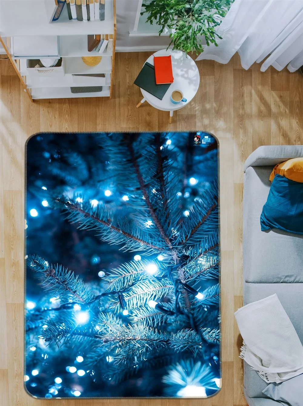 3D Blue Light Branches 55122 Christmas Non Slip Rug Mat Room Mat Quality Elegant Photo Carpet Xmas 4 3D Blue Light Branches 55122 Christmas Non Slip Rug Mat Room Mat Quality Elegant Photo Carpet Xmas - Image 2
