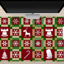3D Red Plaid Pattern 51251 Christmas Non-slip Office Desk Mouse Mat Large Keyboard Pad Game Xmas
