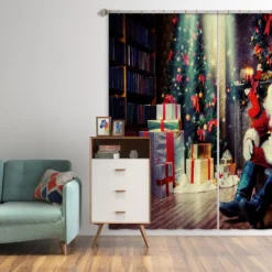 3D Santa Claus Gift Tree 52015 Christmas Blockout Photo Curtain Printing Curtains Drapes Fabric Wind