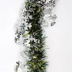 5x 2.5m Christmas Tinsel Xmas Garland Sparkly Snowflake Party Natural Home Décor - Snow In Black/Gol