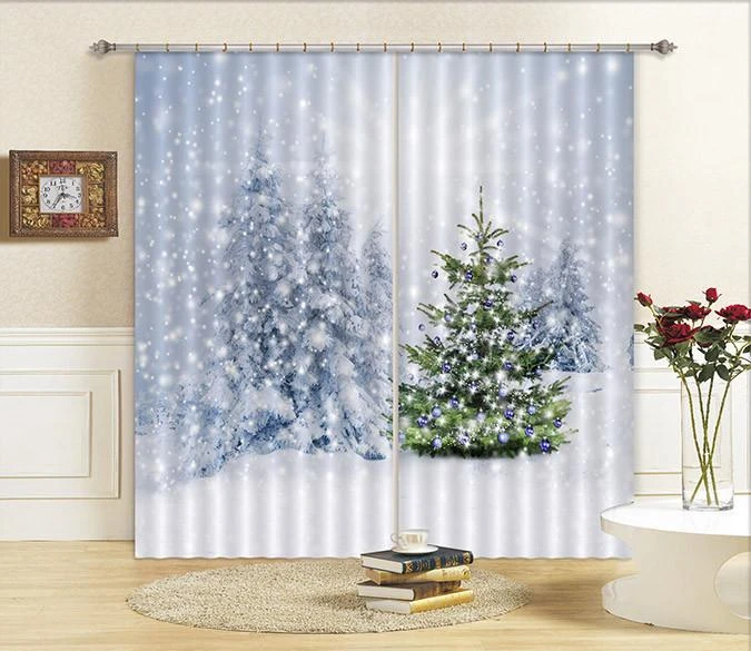 3D Forest Christmas Tree 515 Blockout Photo Curtain Printing Curtains Drapes Fabric Window 4 3D Forest Christmas Tree 515 Blockout Photo Curtain Printing Curtains Drapes Fabric Window - Image 2