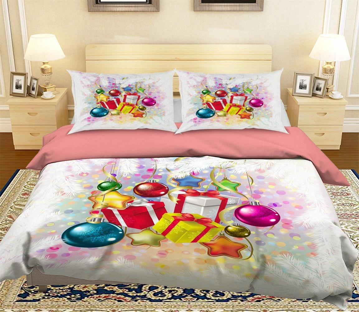 3D Christmas Colorful Ball Gift 46 Bed Pillowcases Quilt Cover Set Bedding Set Pillowcases Duvet Cov 3 3D Christmas Colorful Ball Gift 46 Bed Pillowcases Quilt Cover Set Bedding Set Pillowcases Duvet Cov