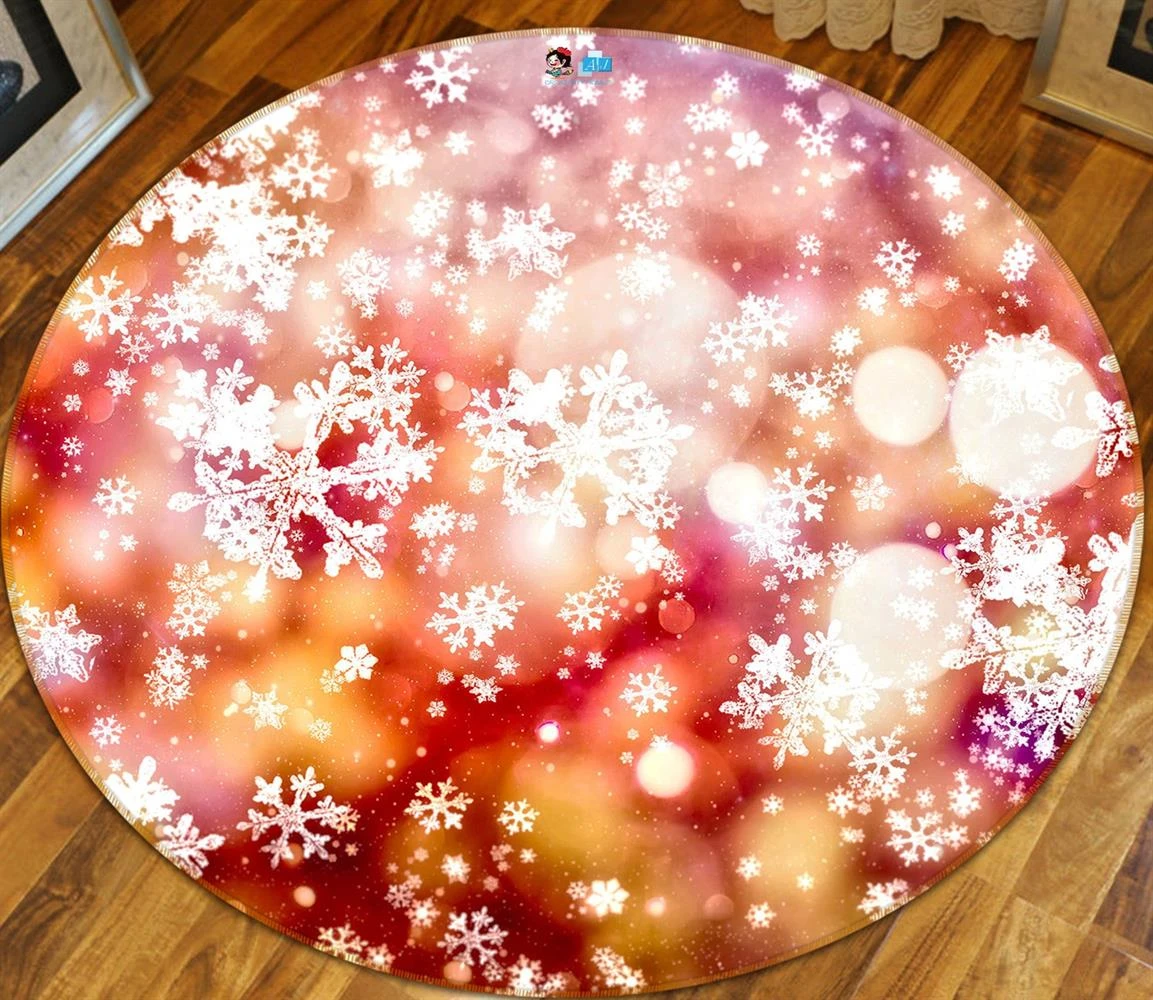 3D Snowflake 54189 Christmas Round Non Slip Rug Mat Room Mat Quality Elegant Photo Carpet Xmas 4 3D Snowflake 54189 Christmas Round Non Slip Rug Mat Room Mat Quality Elegant Photo Carpet Xmas - Image 3