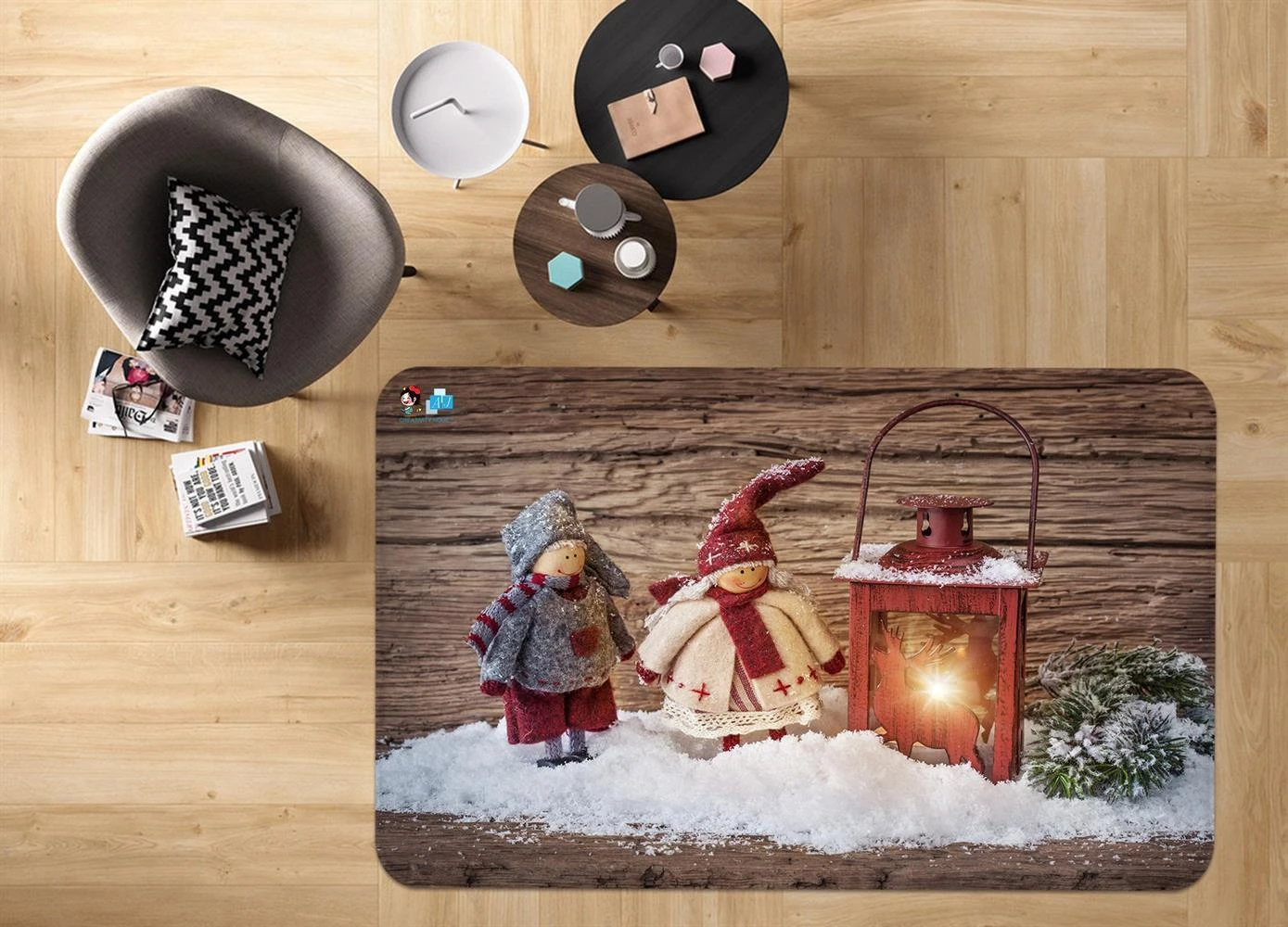 3D Candle Light Snowman Doll 65185 Christmas Non Slip Rug Mat Room Mat Quality Elegant Photo Carpet 4 3D Candle Light Snowman Doll 65185 Christmas Non Slip Rug Mat Room Mat Quality Elegant Photo Carpet - Image 2