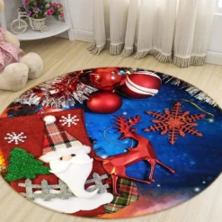 3D Santa Claus 54099 Christmas Round Non Slip Rug Mat Room Mat Quality Elegant Photo Carpet Xmas