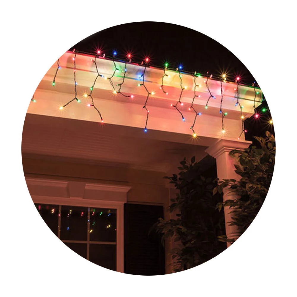 2m Colour Decorative XMAS Christmas Solar Curtain Static Flashing 100 LED Lights 4 2m Colour Decorative XMAS Christmas Solar Curtain Static Flashing 100 LED Lights - Image 2