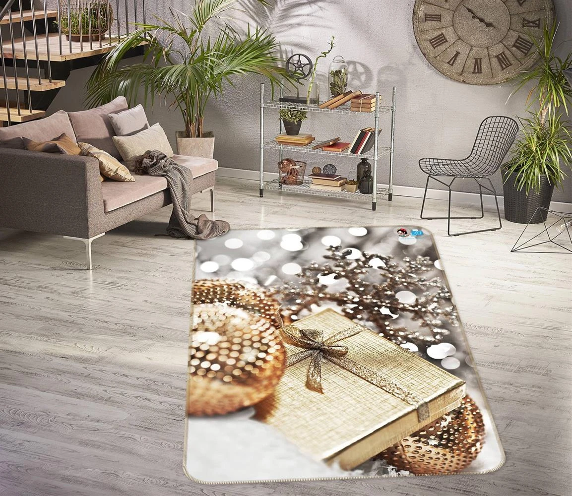 3D Golden Ball Gift Box 55032 Christmas Non Slip Rug Mat Room Mat Quality Elegant Photo Carpet Xmas 4 3D Golden Ball Gift Box 55032 Christmas Non Slip Rug Mat Room Mat Quality Elegant Photo Carpet Xmas - Image 2