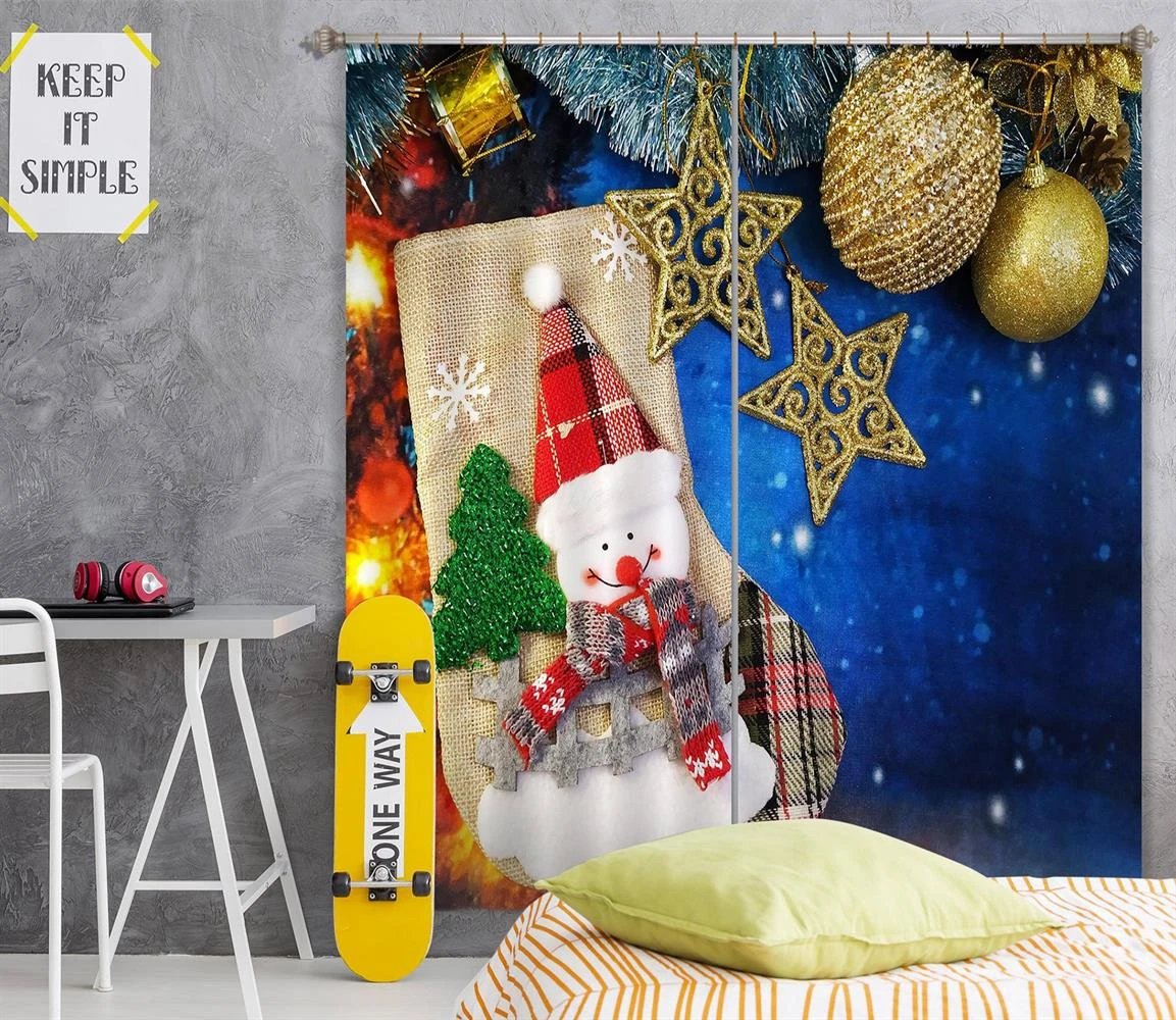 3D Snowman 52098 Christmas Blockout Photo Curtain Printing Curtains Drapes Fabric Window Xmas 5 3D Snowman 52098 Christmas Blockout Photo Curtain Printing Curtains Drapes Fabric Window Xmas - Image 3