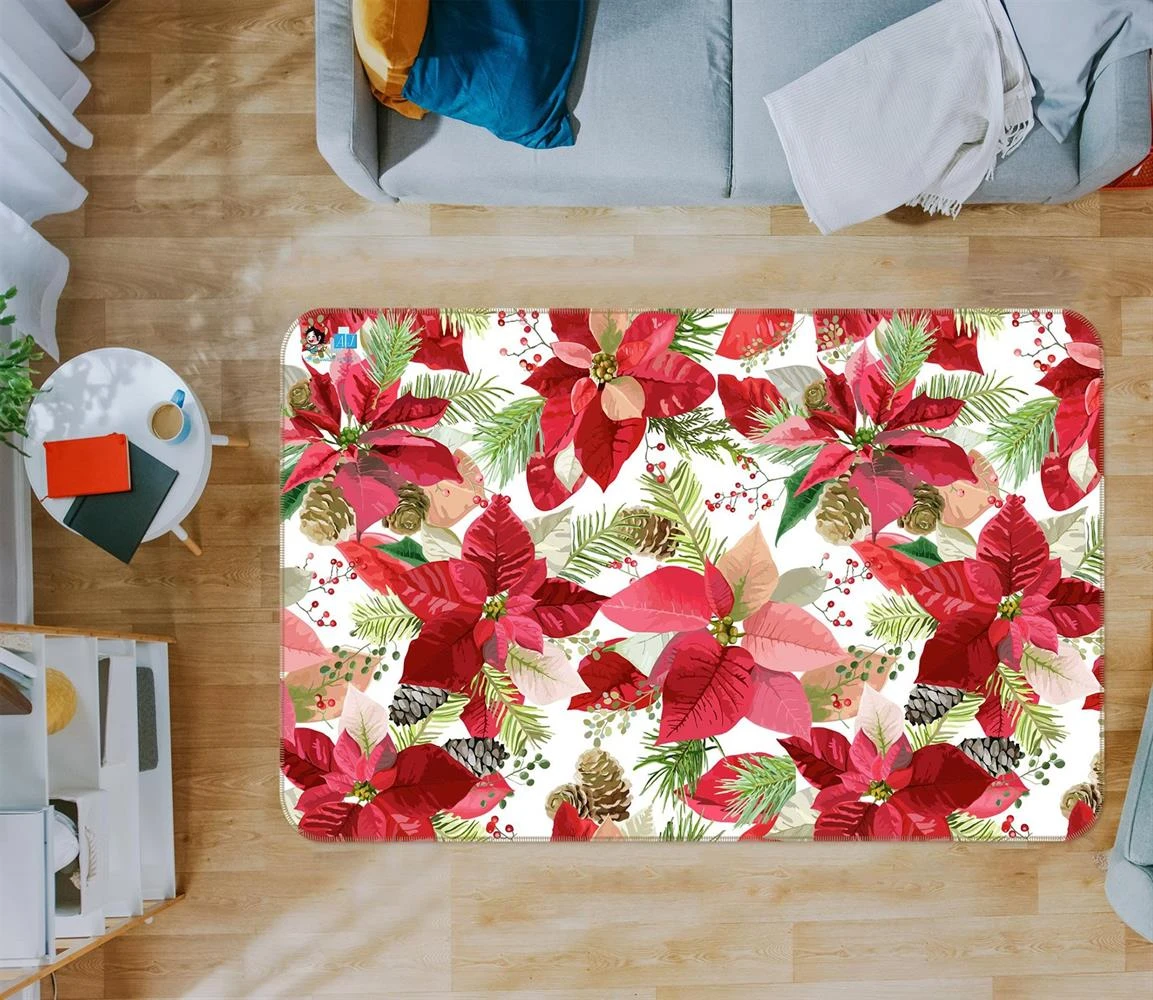 3D Red Leaves Flowers 54240 Christmas Non Slip Rug Mat Room Mat Quality Elegant Photo Carpet Xmas 5 3D Red Leaves Flowers 54240 Christmas Non Slip Rug Mat Room Mat Quality Elegant Photo Carpet Xmas - Image 3