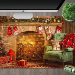 3D Fireplace Sofa 51197 Christmas Non-slip Office Desk Mouse Mat Large Keyboard Pad Game Xmas