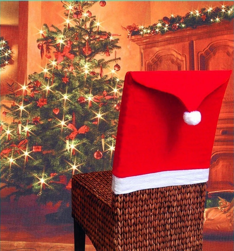 10 Christmas Chair Covers Dinner Table Santa Hat Home Decorations Ornaments Gift 6 10 Christmas Chair Covers Dinner Table Santa Hat Home Decorations Ornaments Gift - Image 4