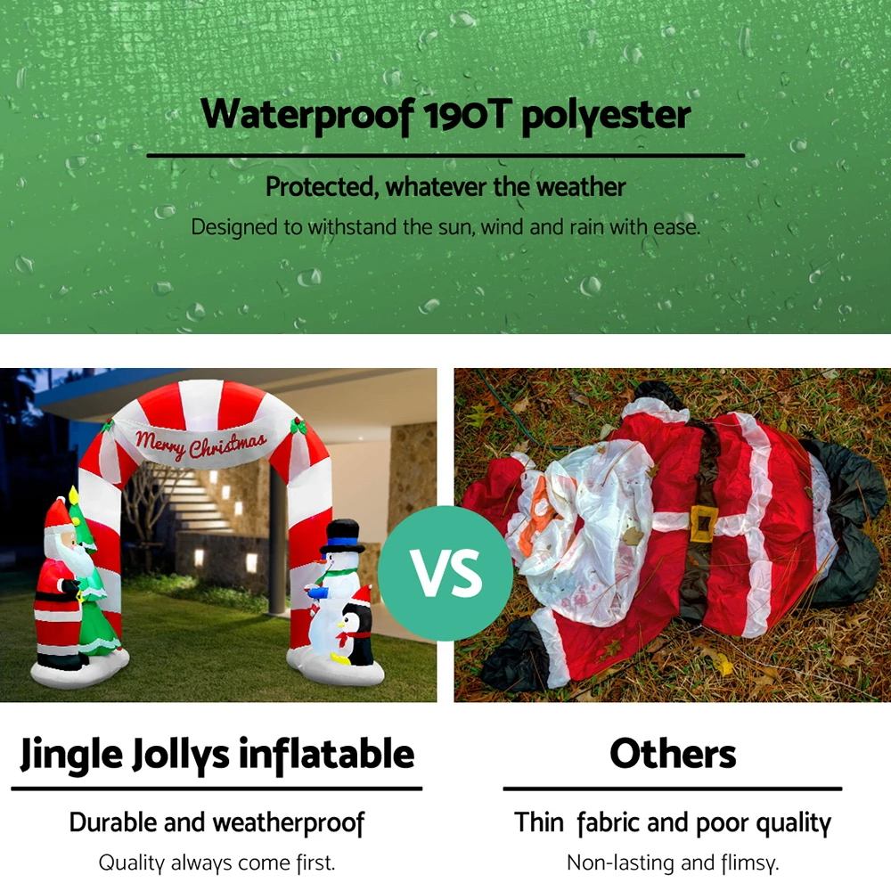 Jingle Jollys Christmas Inflatable Santa Archway 3M Outdoor Decorations Lights 7 Jingle Jollys Christmas Inflatable Santa Archway 3M Outdoor Decorations Lights - Image 5