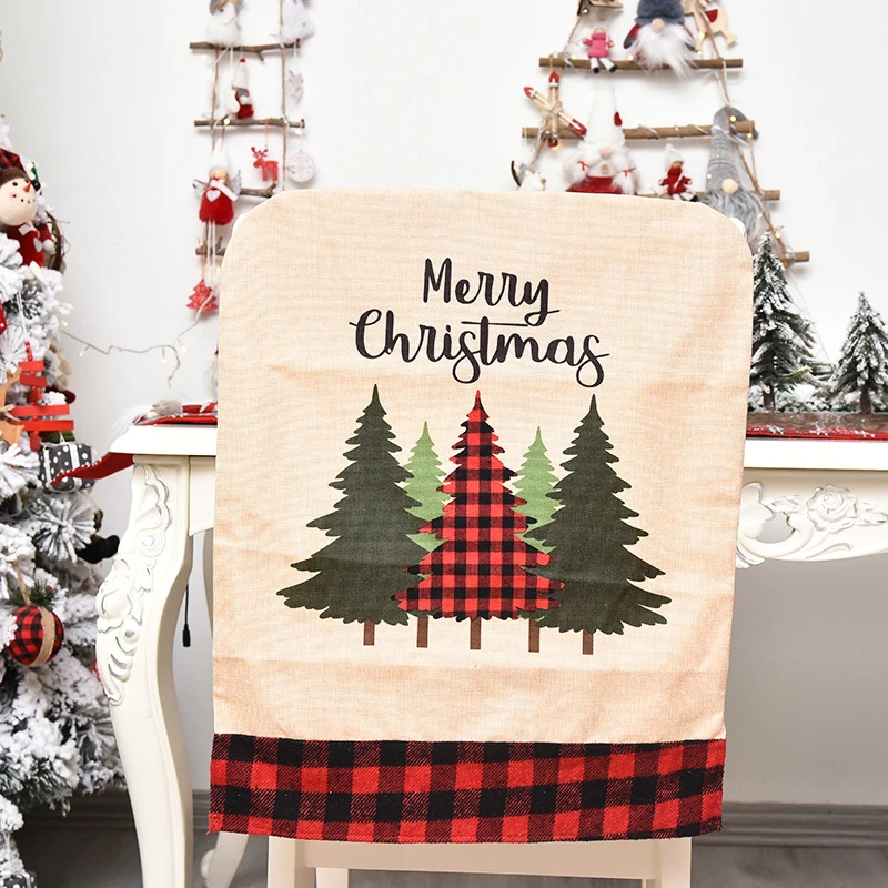 Christmas Family Holiday Party Decorations Chair Cover Protector Seat Slipcovers,Tree 4 Christmas Family Holiday Party Decorations Chair Cover Protector Seat Slipcovers,Tree - Image 2