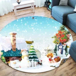 3D Christmas Decoration Chair 053 Round Non Slip Rug Mat Room Mat Quality Elegant Photo Carpet