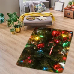 3D Tree Colored Balls 55051 Christmas Non Slip Rug Mat Room Mat Quality Elegant Photo Carpet Xmas