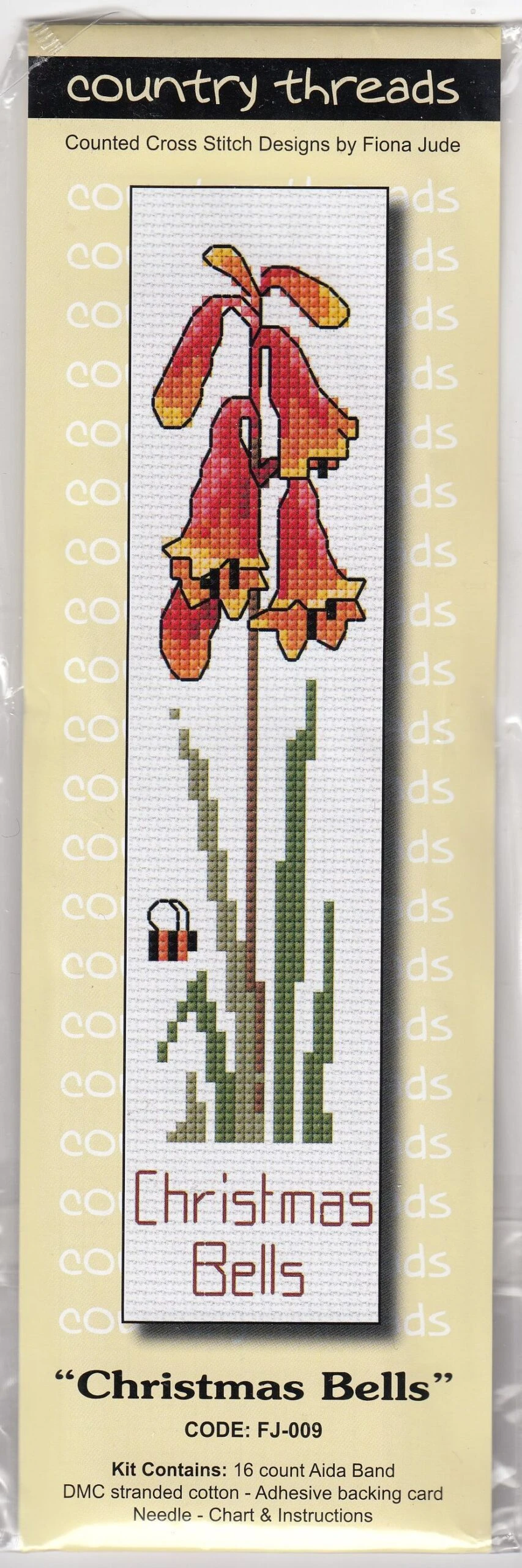 Country Threads CHRISTMAS BELLS Book Mark Cross Stitch Kit #FJ-009 3 Country Threads CHRISTMAS BELLS Book Mark Cross Stitch Kit #FJ-009
