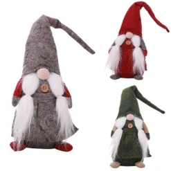 3PCS Christmas Santa Faceless Doll Plush Ornament Xmas Home Party Décor Kids Toy