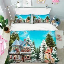 3D Christmas Villa Decoration 50 Bed Pillowcases Quilt Cover Set Bedding Set Pillowcases Duvet Cover
