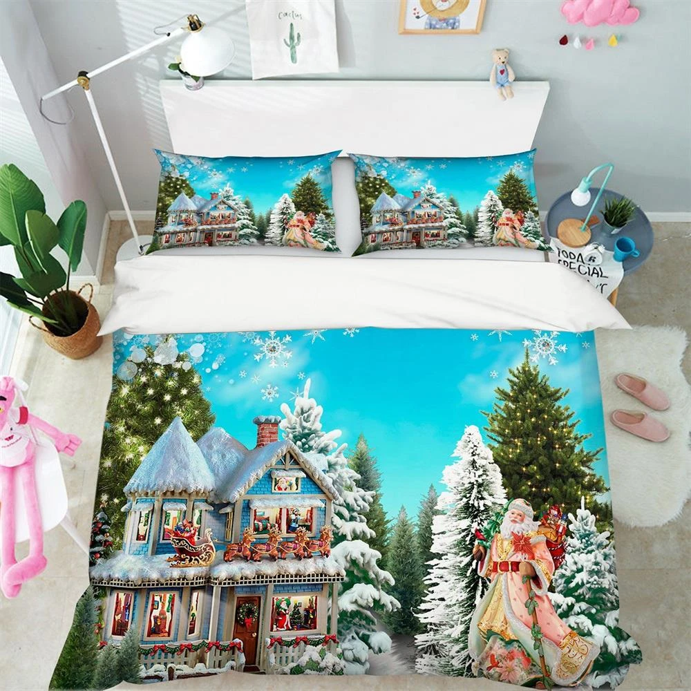 3D Christmas Villa Decoration 50 Bed Pillowcases Quilt Cover Set Bedding Set Pillowcases Duvet Cover 3 3D Christmas Villa Decoration 50 Bed Pillowcases Quilt Cover Set Bedding Set Pillowcases Duvet Cover