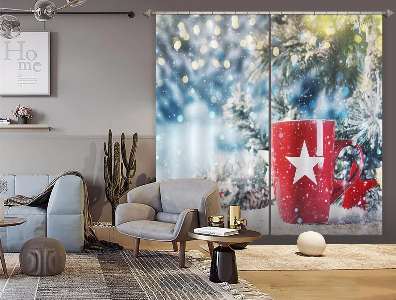 3D Red Water Flass 52045 Christmas Blockout Photo Curtain Printing Curtains Drapes Fabric Window Xma 5 3D Red Water Flass 52045 Christmas Blockout Photo Curtain Printing Curtains Drapes Fabric Window Xma - Image 3