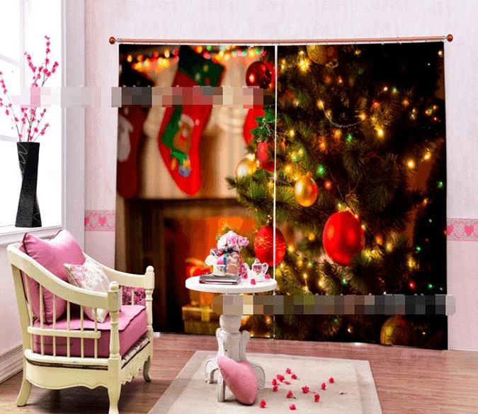 3D Shining Christmas Tree 2081 Blockout Photo Curtain Printing Curtains Drapes Fabric Window 6 3D Shining Christmas Tree 2081 Blockout Photo Curtain Printing Curtains Drapes Fabric Window - Image 4