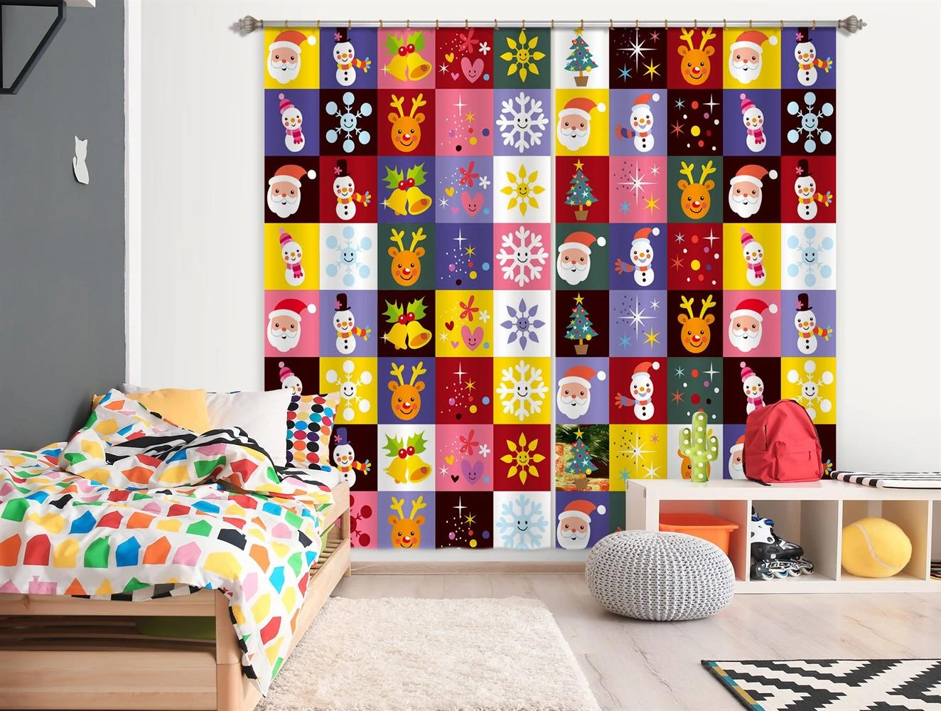 3D Colored Square Snowman Santa 52001 Christmas Blockout Photo Curtain Printing Curtains Drapes Fabr 3 3D Colored Square Snowman Santa 52001 Christmas Blockout Photo Curtain Printing Curtains Drapes Fabr