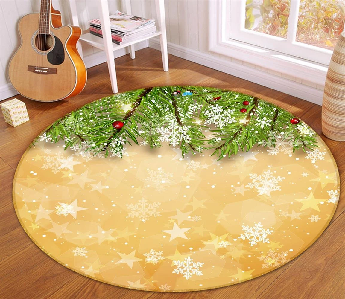 3D Branch Snowflake 54112 Christmas Round Non Slip Rug Mat Room Mat Quality Elegant Photo Carpet Xma 4 3D Branch Snowflake 54112 Christmas Round Non Slip Rug Mat Room Mat Quality Elegant Photo Carpet Xma - Image 2