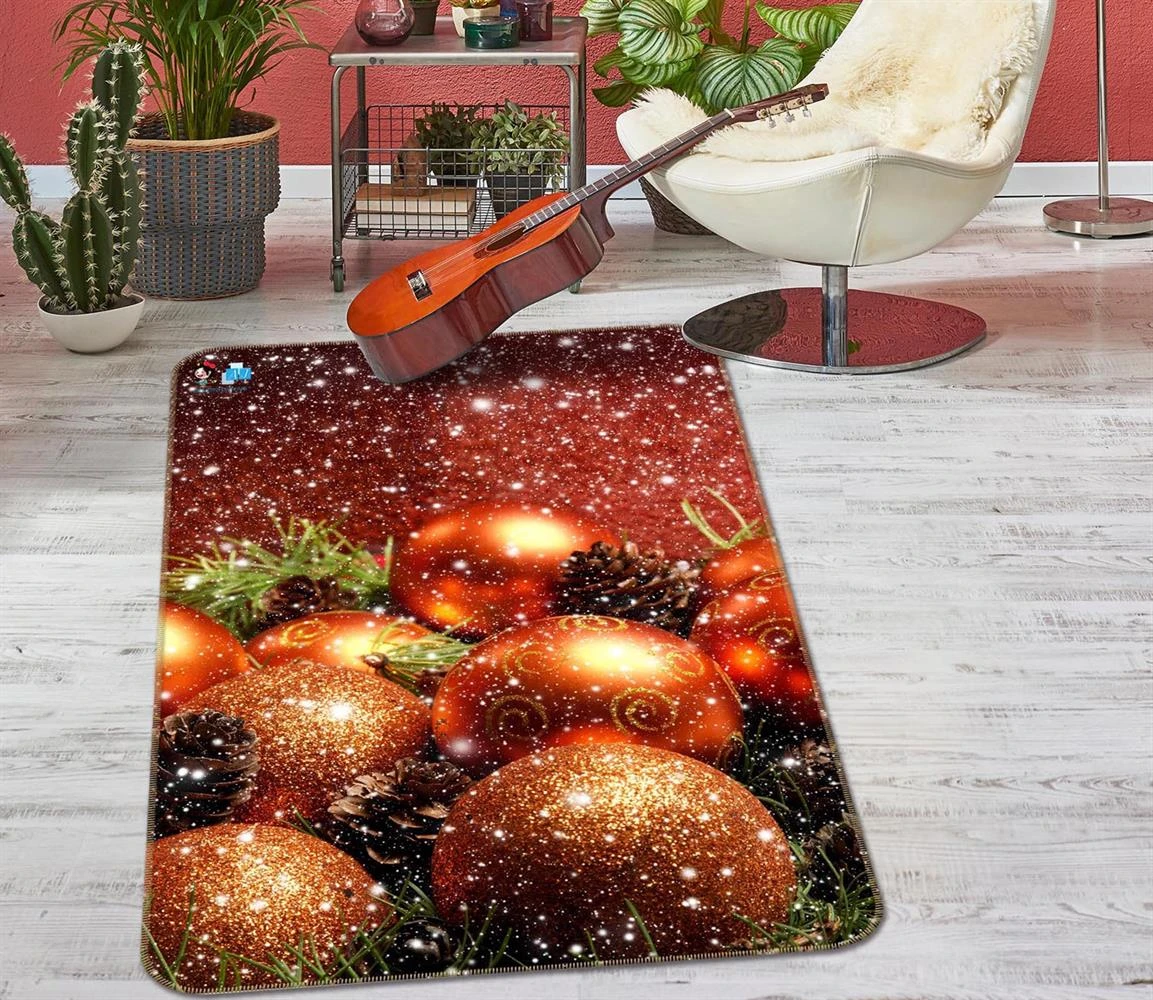 3D Golden Ball 55130 Christmas Non Slip Rug Mat Room Mat Quality Elegant Photo Carpet Xmas 4 3D Golden Ball 55130 Christmas Non Slip Rug Mat Room Mat Quality Elegant Photo Carpet Xmas - Image 2