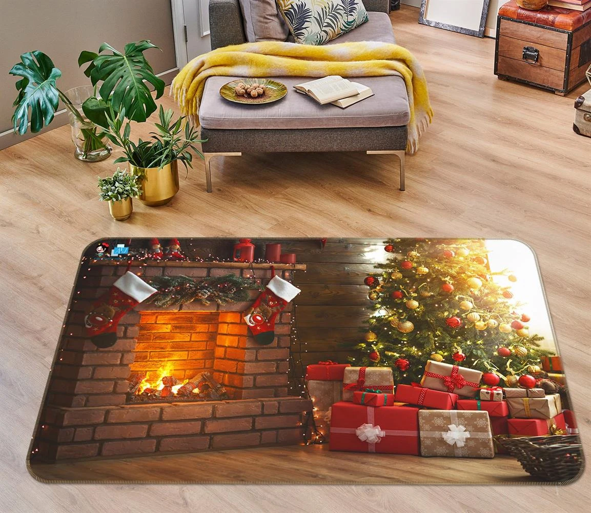 3D Fireplace Gift 55089 Christmas Non Slip Rug Mat Room Mat Quality Elegant Photo Carpet Xmas 5 3D Fireplace Gift 55089 Christmas Non Slip Rug Mat Room Mat Quality Elegant Photo Carpet Xmas - Image 3
