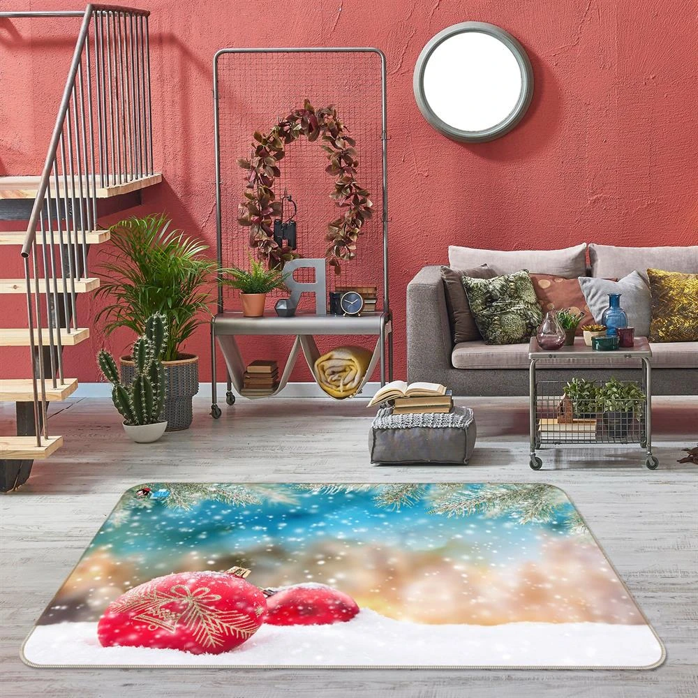 3D Snow Red Ball 55068 Christmas Non Slip Rug Mat Room Mat Quality Elegant Photo Carpet Xmas 5 3D Snow Red Ball 55068 Christmas Non Slip Rug Mat Room Mat Quality Elegant Photo Carpet Xmas - Image 3