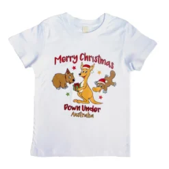 New Funny Unisex Xmas Christmas T Shirt Tee Adult Kids Mens Womens Boys Santa - Kangaroo (White)